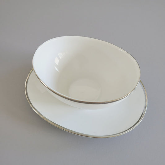Johann Haviland White Gravy Boat & Underplate, c.1960s Germany