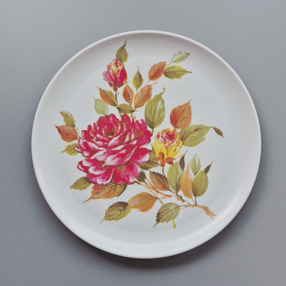Vintage Floral Melamine Bread Plate Set of 4, USA Made