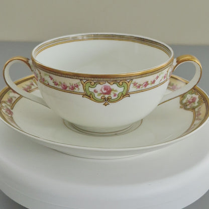 Haviland "Belford" Bouillon Cup & Saucer, 2 Sets, c.1903-1925 Limoges France