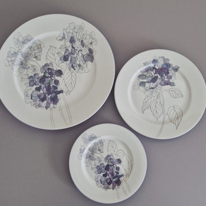 Block Spal "Hydrangea" Dinner, Salad & Bread Plate, Set of 3, c1982-91 Portugal