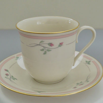 Lenox "Rose Manor Pink" Cup & Saucer, 2 Sets, c.1985-99 USA