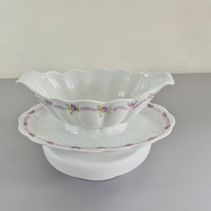 Hutschenreuther "Viktoria" Gravy Boat & Plate, c.1990s Germany