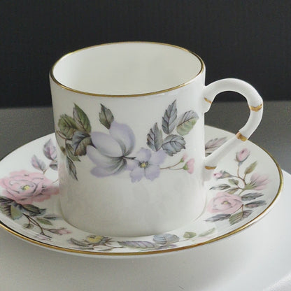Royal Worcester "June Garland" Espresso Cup & Saucer, 2 Sets, c.1965-85 England