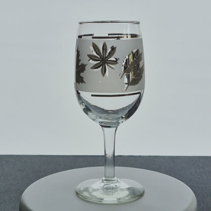 Libbey Glass "Silver Leaf" Wine Glass, Set of 2, USA c.1953-1978
