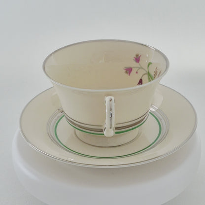 Syracuse "Coralbel" Floral Teacup & Saucer, 2 Sets, c.1949-67 USA