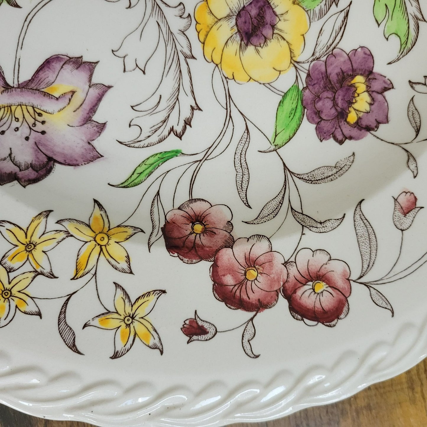 Vernon Kilns May Flower 14" Round Platter c.1940-1953 USA