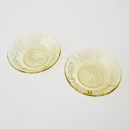 Federal Glass Dessert Dessert Bowl Set of 2,  Sharon Cabbage Rose Pattern, c.1930s USA