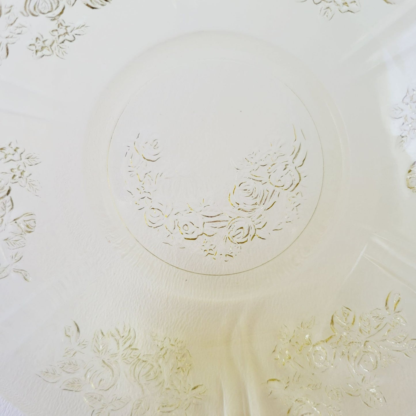 Federal Glass Dessert Dessert Bowl Set of 2,  Sharon Cabbage Rose Pattern, c.1930s USA