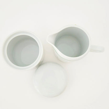 Mikasa Metro Sketch Book Creamer & Sugar Bowl, Long Stem Wild Flowers, c.1980s Japan