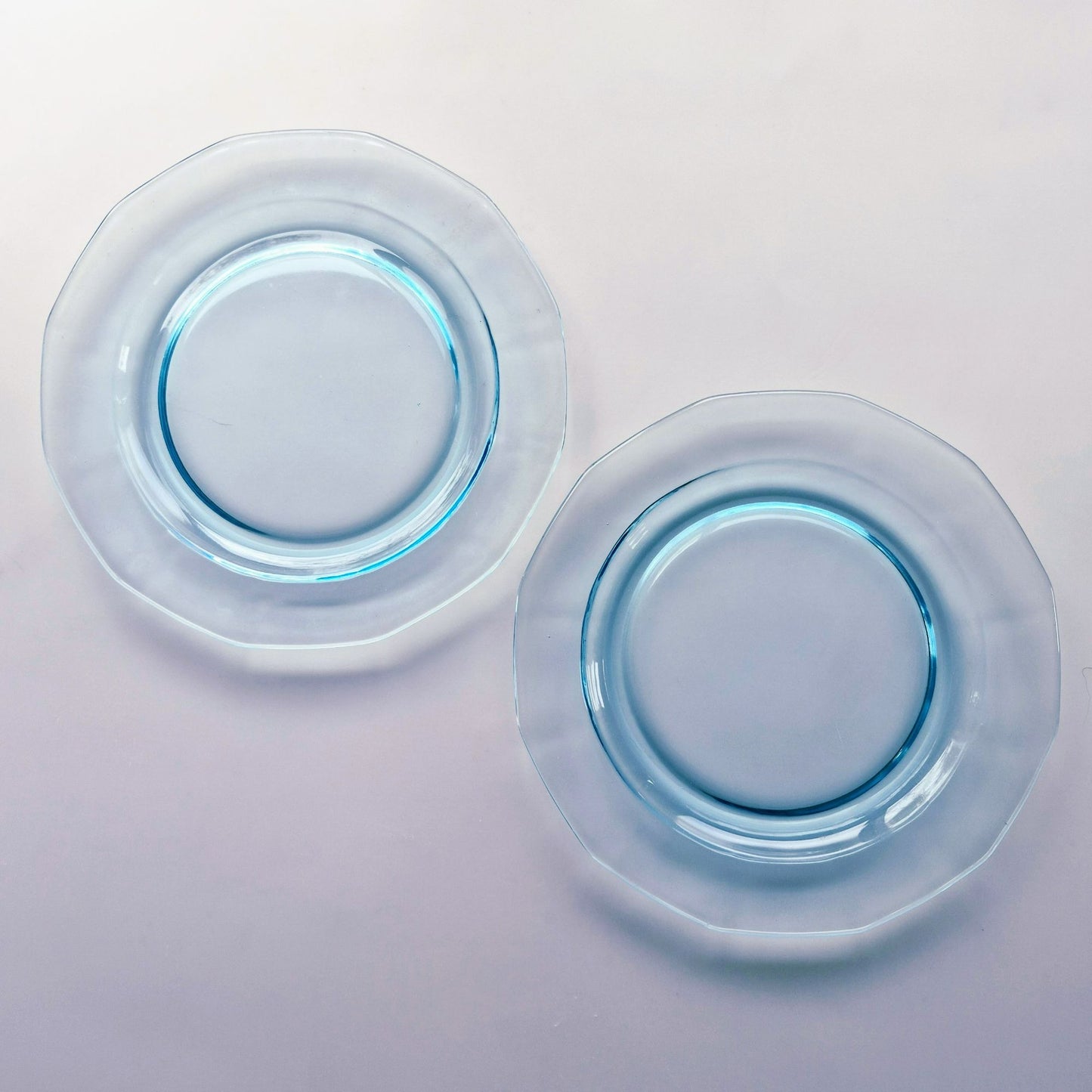 Fostoria Fairfax Blue Glass Salad Plate Set of 2, c.1928-41 USA