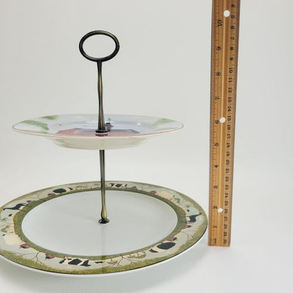 Folk Art Farm Tiered Dessert Stand