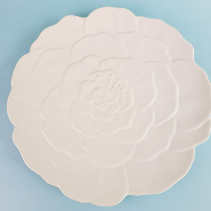 Studio Nova White Hibiscus Flower 14" Round Platter