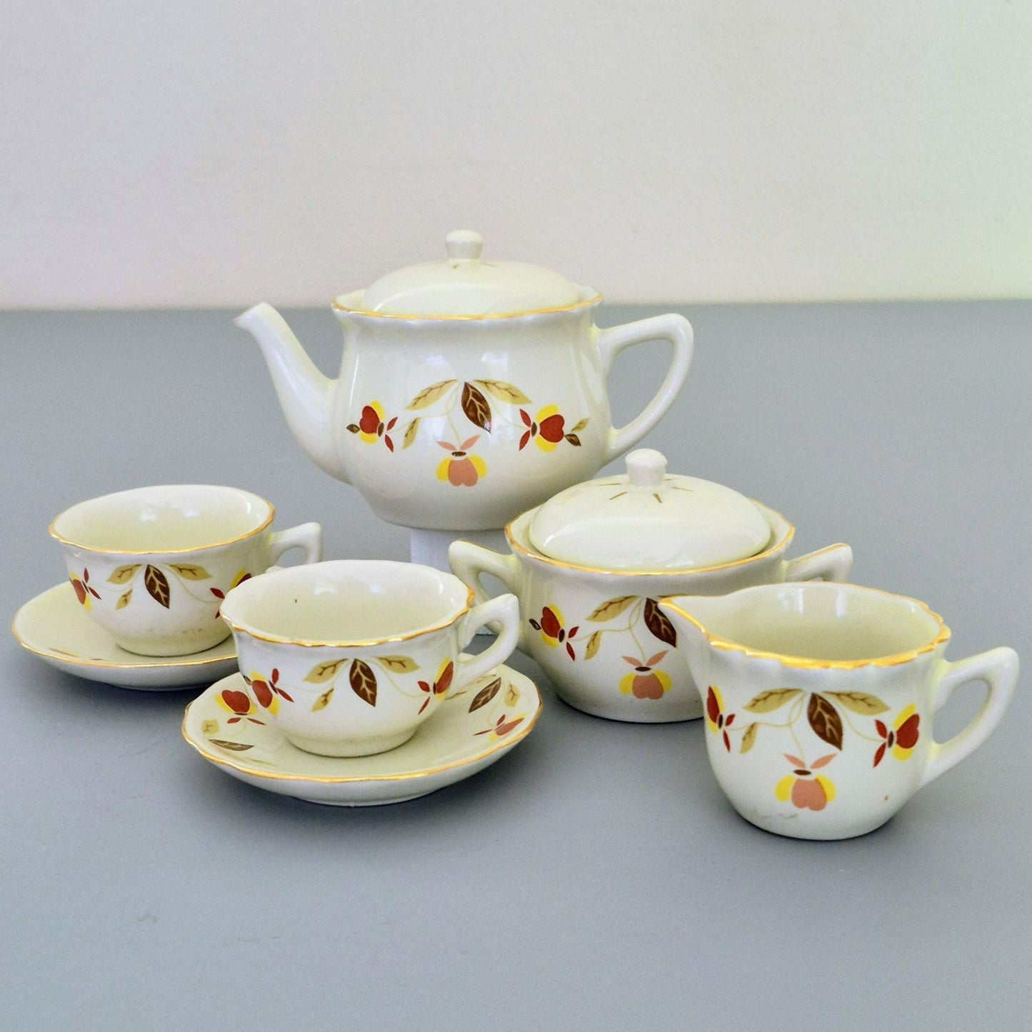 China Specialties Autumn Leaf Miniature Tea Set, c.1980-90s USA