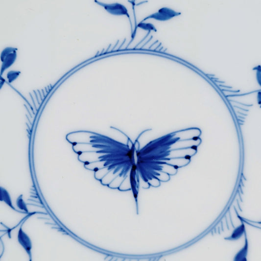 Bing & Grondahl Butterfly Dinner Plate, Blue & White Floral, Embossed Scales, Denmark c.1952-57