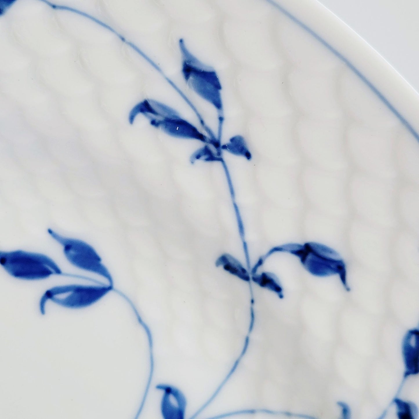 Bing & Grondahl Butterfly Dinner Plate, Blue & White Floral, Embossed Scales, Denmark c.1952-57