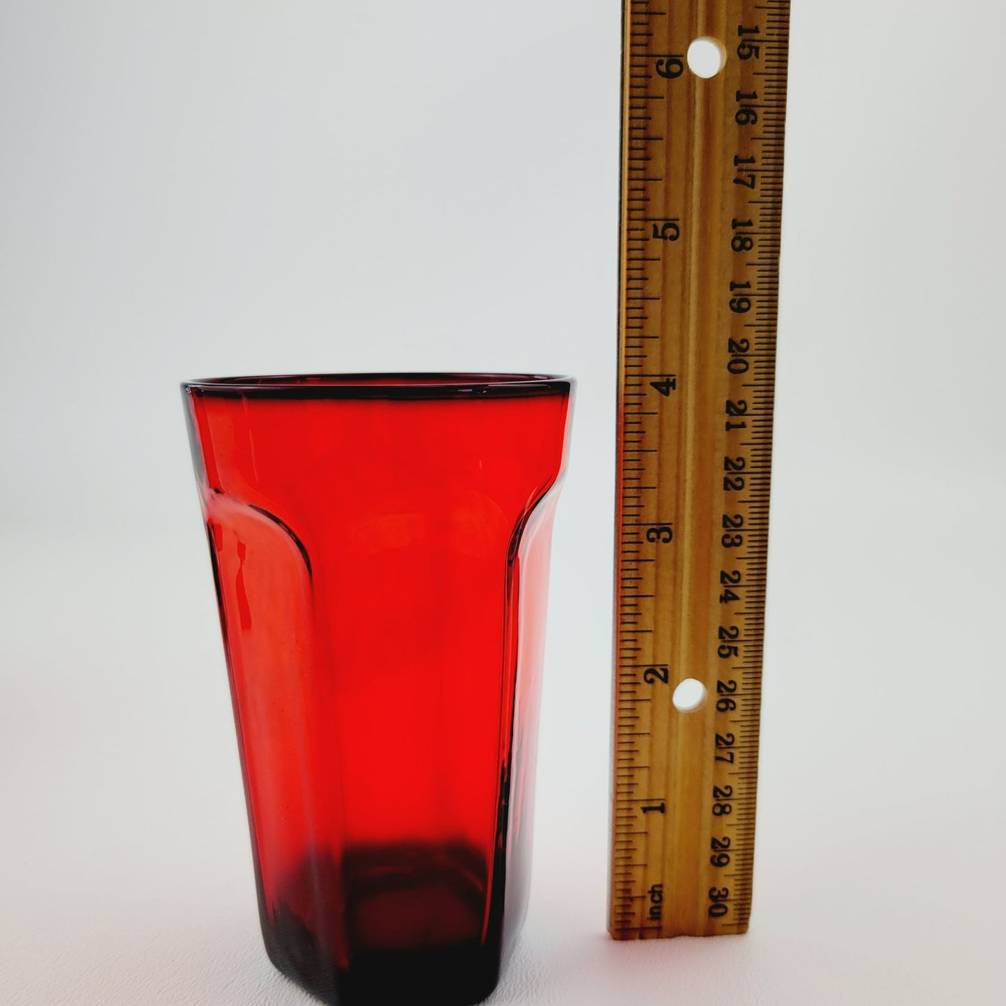 Bryce Antique Ruby Panel Red Juice Glasses, Set of 2, USA Made