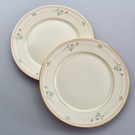 Lenox "Rose Manor Pink" Dinner Plate Set of 2, c.1985-99 USA