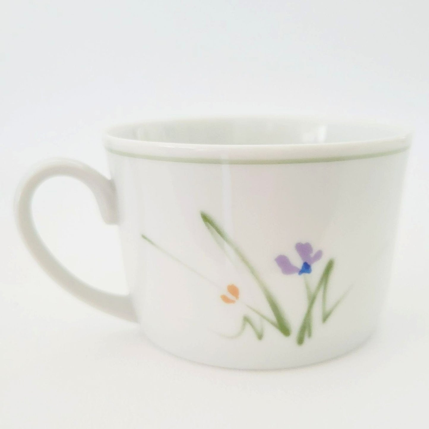 Mikasa Studio Nova Flat Cup Set, Sketch Book II Long Stem Wildflowers, c.1980s Japan