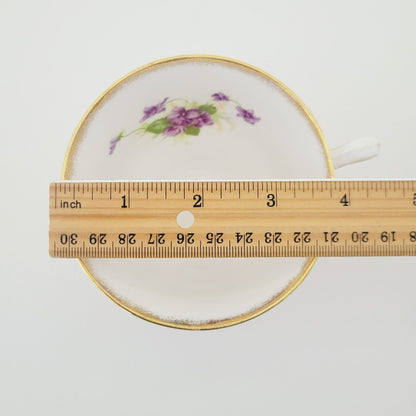 Vintage Purple Violets Teacup & Saucer, Floral with Heavy Gold Trim, c.1950s Thomas Forester & Sons England