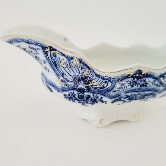 J&G Meakin York Flow Blue Gravy Boat, Hanley England