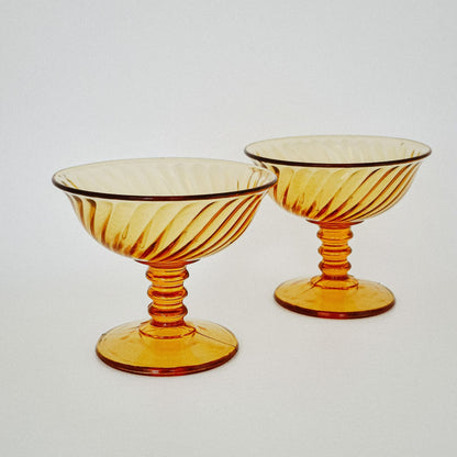 Imperial Glass "Twisted Optic" Champagne/Tall Sherbet Glass Set, c.1927-30 USA