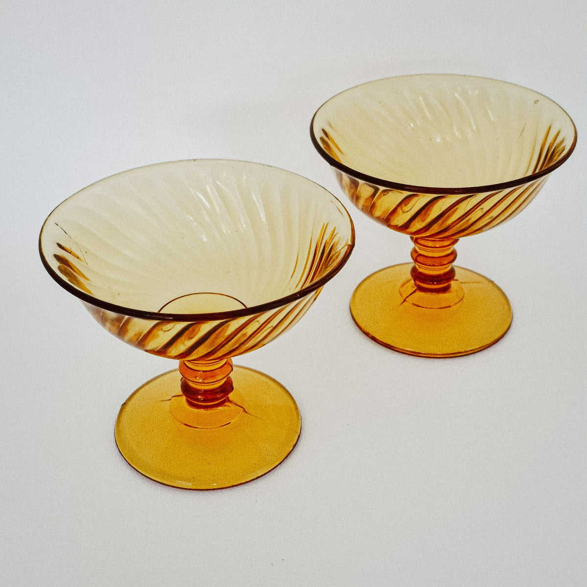 Imperial Glass "Twisted Optic" Champagne/Tall Sherbet Glass Set, c.1927-30 USA