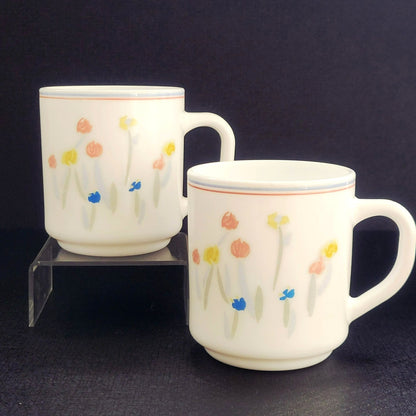 Arcopal Pastoral Milk Glass Coffee Cup, Set of 2