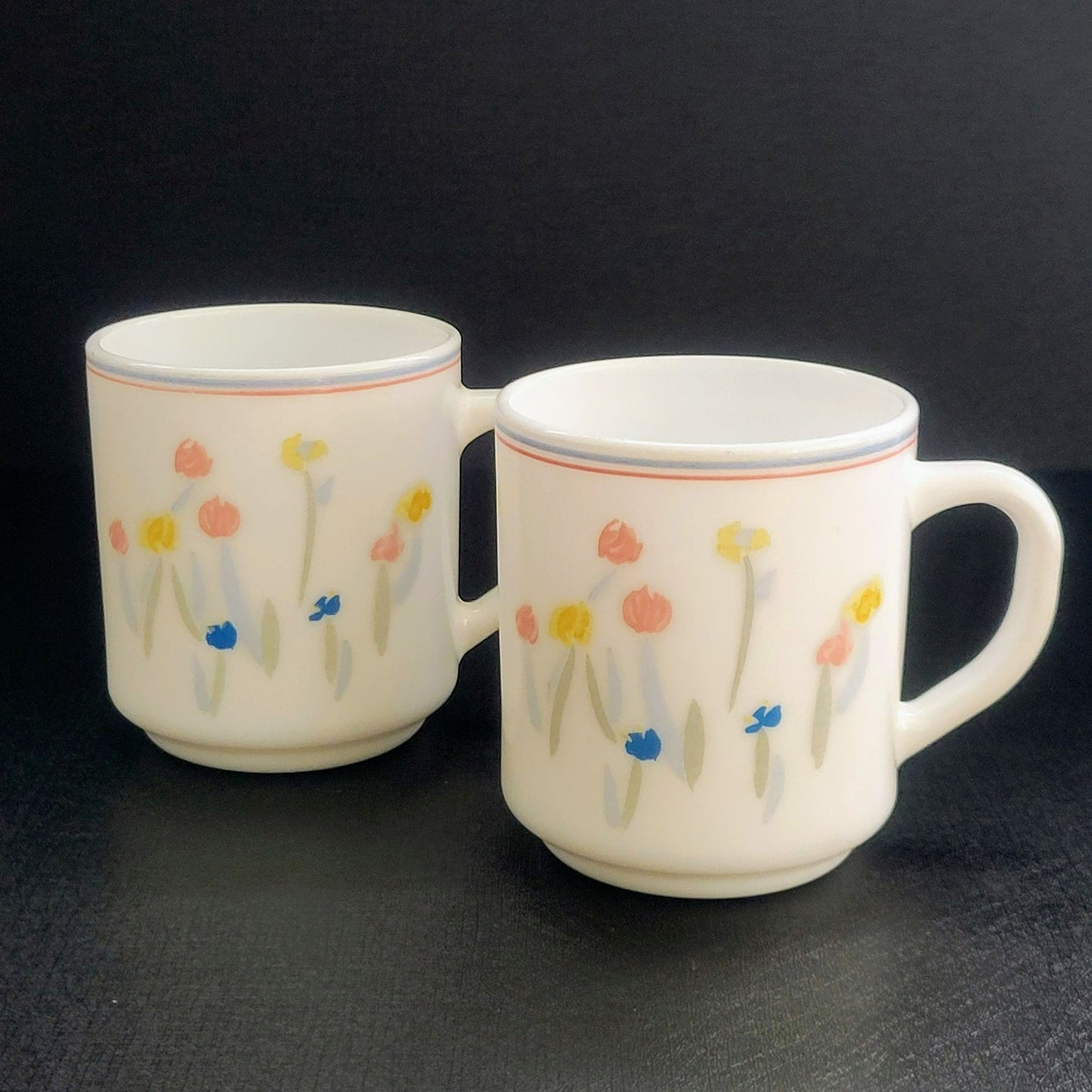 Arcopal Pastoral Milk Glass Coffee Cup, Set of 2
