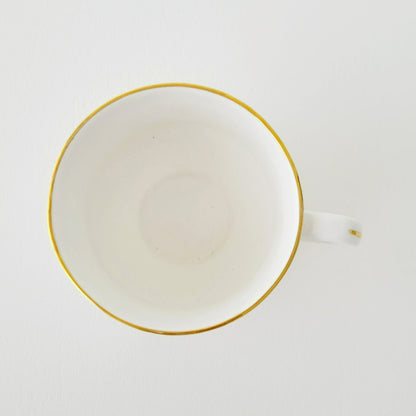 Vintage Blue & White Demitasse Cup & Saucer, 2 Sets, Delicate Floral Design, Bone China by Jaipur Glass