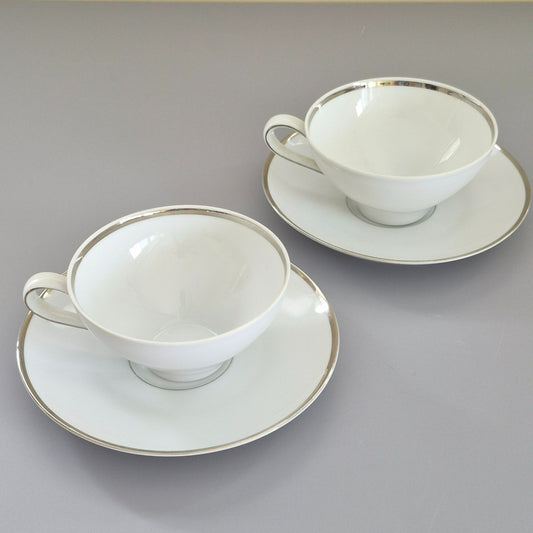 Johann Haviland "Wedding Ring" Teacup & Saucer, 2 Sets, c.1960s Germany