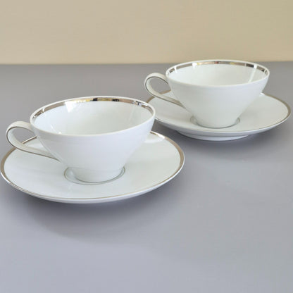Johann Haviland "Wedding Ring" Teacup & Saucer, 2 Sets, c.1960s Germany