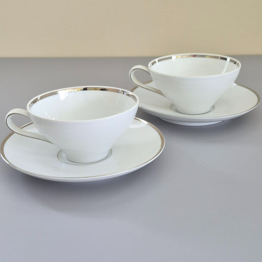 Johann Haviland "Wedding Ring" Teacup & Saucer, 2 Sets, c.1960s Germany