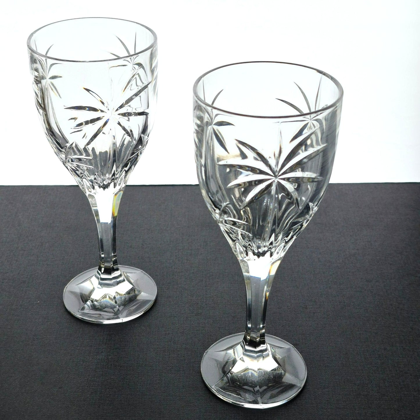 Godinger "Palm" Crystal Goblet Set of 2, c.2000s Czech Republic