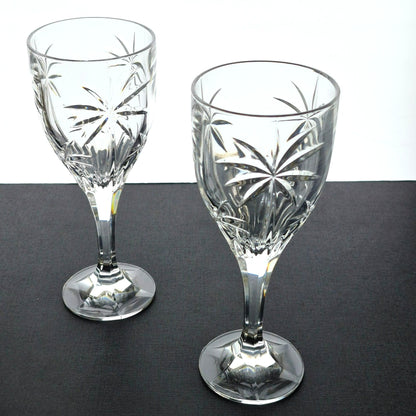 Godinger "Palm" Crystal Goblet Set of 2, c.2000s Czech Republic