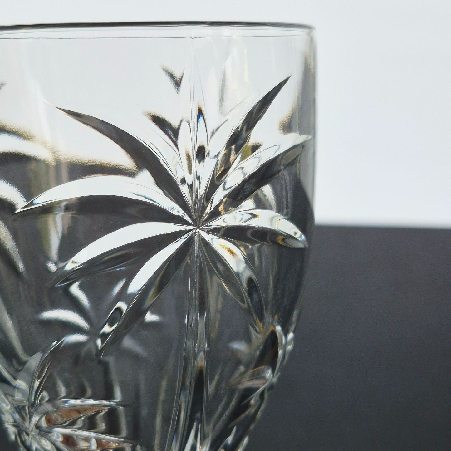 Godinger "Palm" Crystal Goblet Set of 2, c.2000s Czech Republic