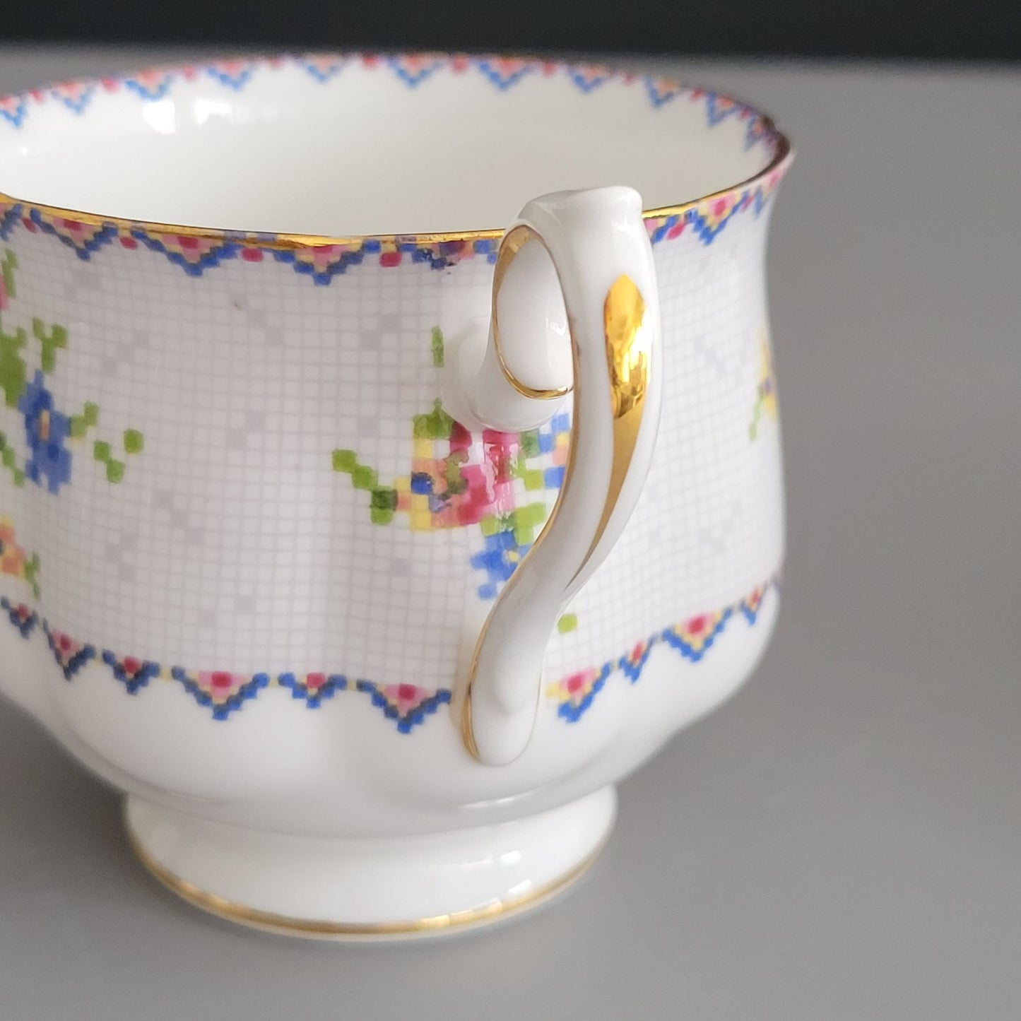 Royal Albert Petit Point Teacup & Saucer, 2 Sets, England c.1932-97