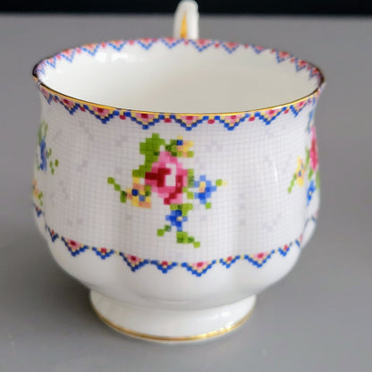 Royal Albert Petit Point Teacup & Saucer, 2 Sets, England c.1932-97