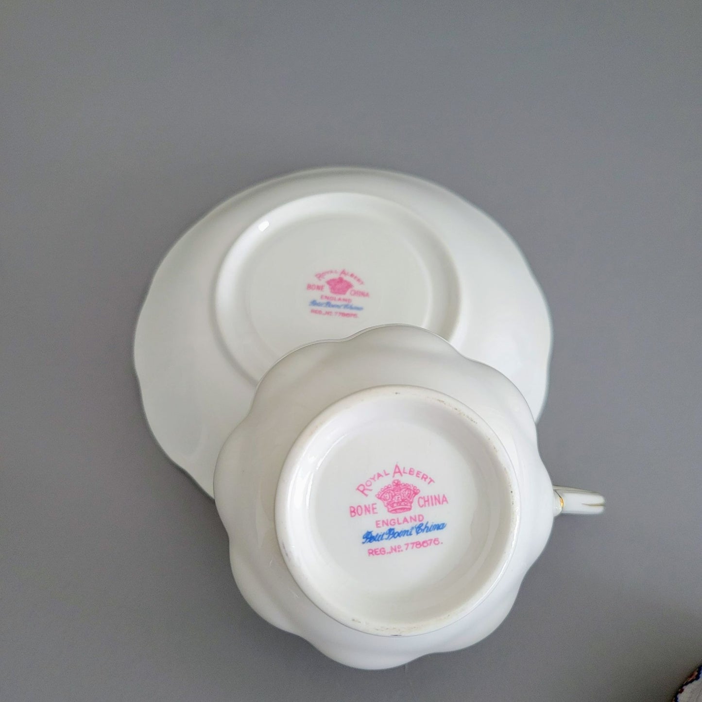 Royal Albert Petit Point Teacup & Saucer, 2 Sets, England c.1932-97