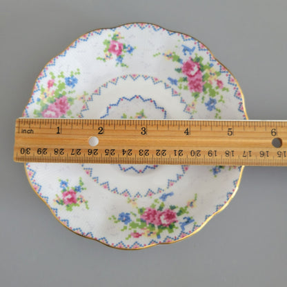 Royal Albert Petit Point Teacup & Saucer, 2 Sets, England c.1932-97