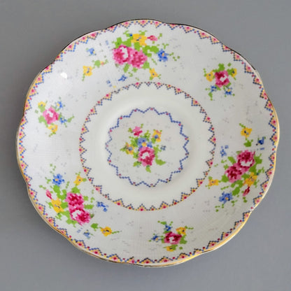 Royal Albert Petit Point Teacup & Saucer, 2 Sets, England c.1932-97