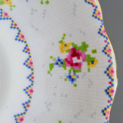 Royal Albert Petit Point Teacup & Saucer, 2 Sets, England c.1932-97