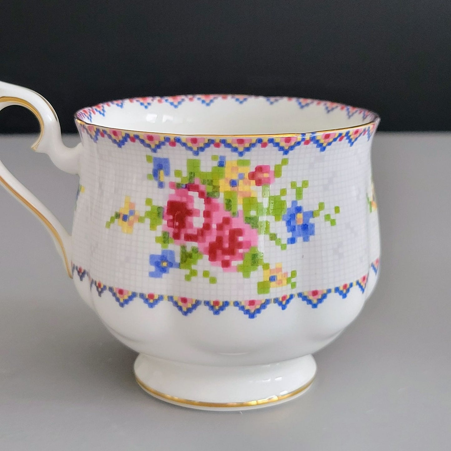 Royal Albert Petit Point Teacup & Saucer, 2 Sets, England c.1932-97