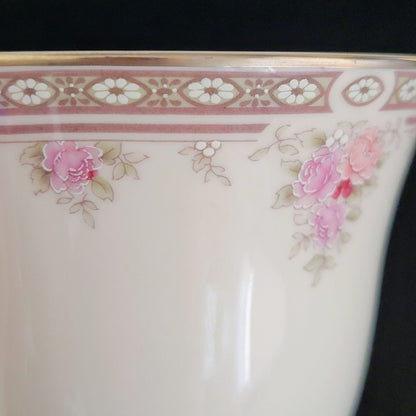 Royal Doulton Elegance Pink & Purple Rose Teacup and Saucer, 2 Sets, c.1980s Vogue Collection, England