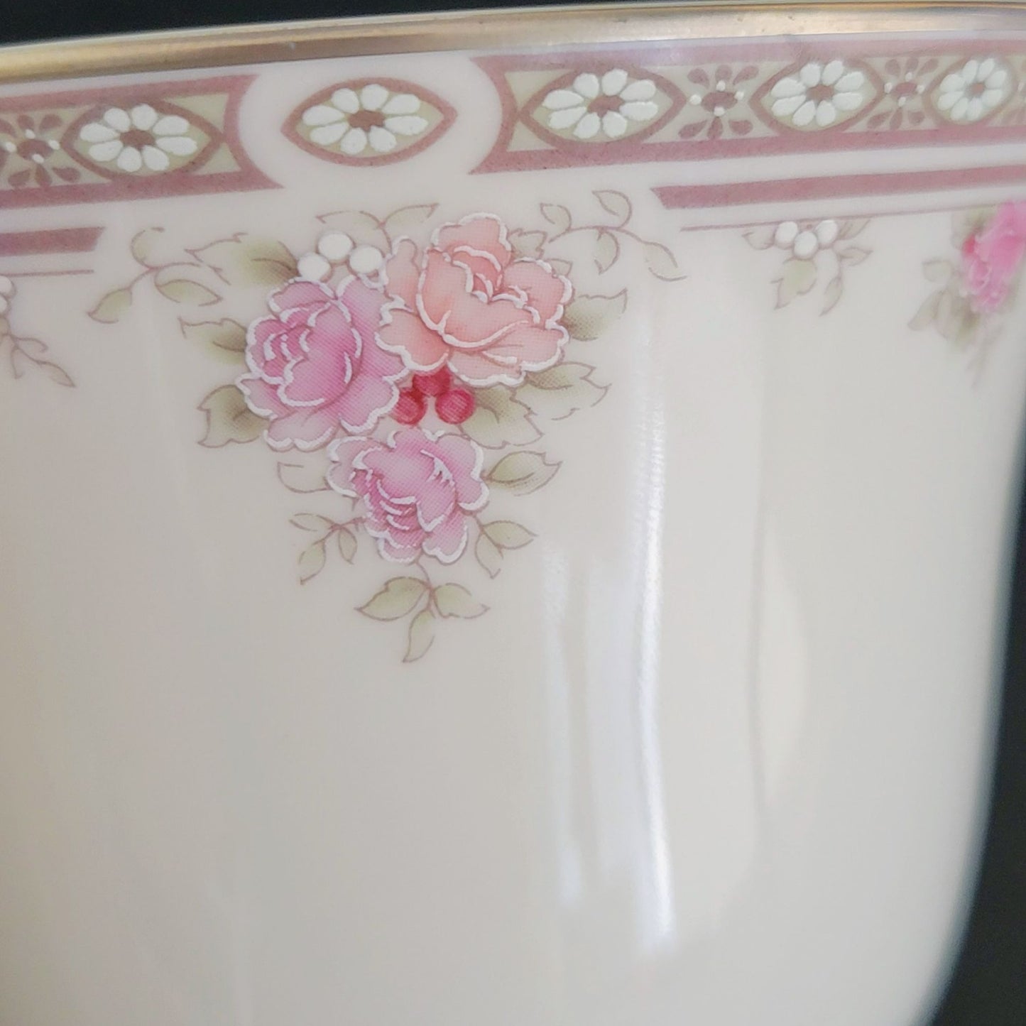 Royal Doulton Elegance Pink & Purple Rose Teacup and Saucer, 2 Sets, c.1980s Vogue Collection, England