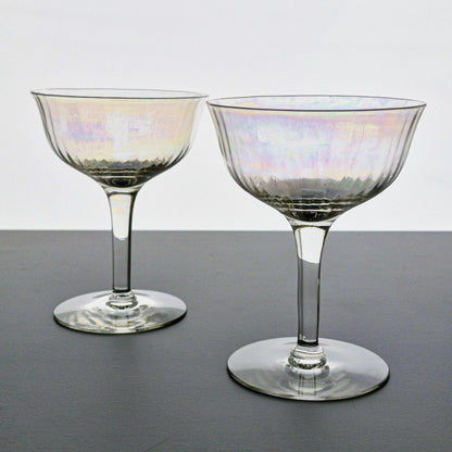 Fostoria "Mother of Pearl" Iridescent Coupe Champagne Set, c1931-43 United States