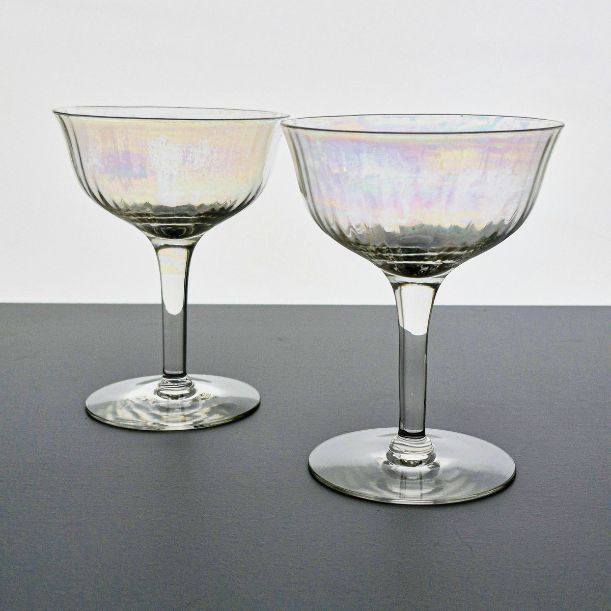 Fostoria "Mother of Pearl" Iridescent Coupe Champagne Set, c1931-43 United States