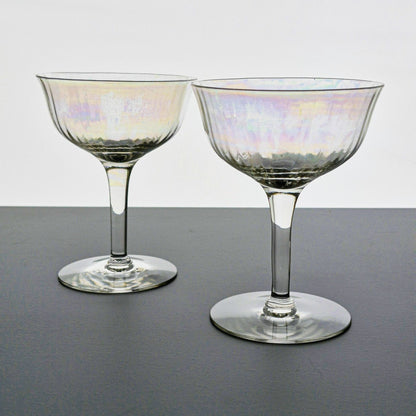 Fostoria "Mother of Pearl" Iridescent Coupe Champagne Set, c1931-43 United States