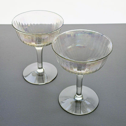 Fostoria "Mother of Pearl" Iridescent Coupe Champagne Set, c1931-43 United States