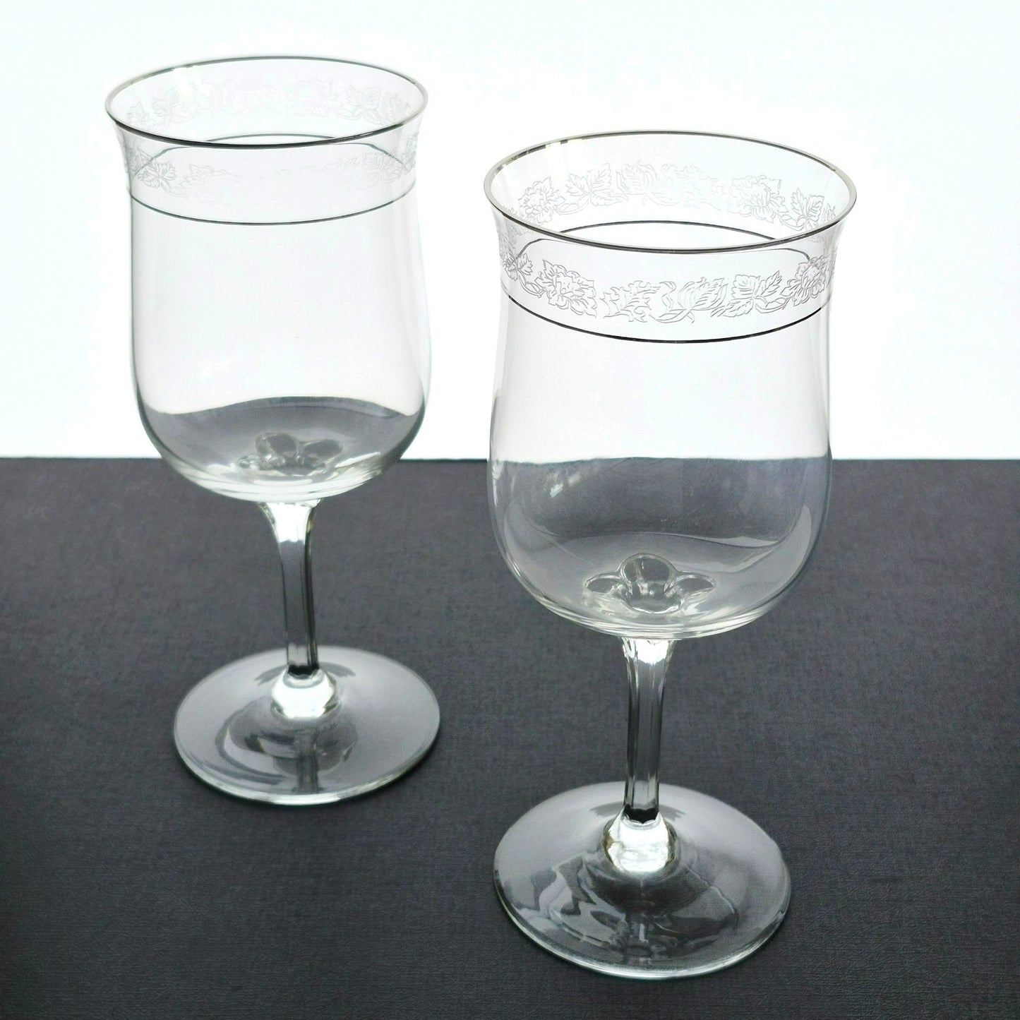 Lenox "Moonspun" Crystal Goblet Set of 2, c.1975-89 USA