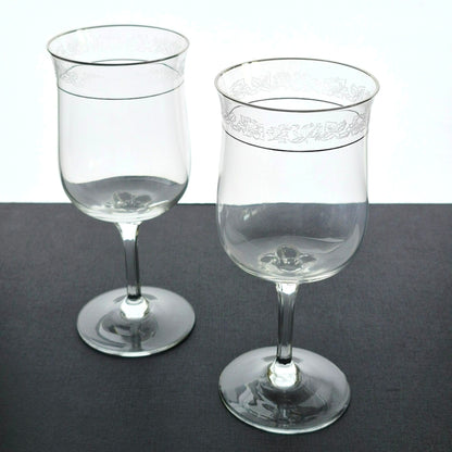 Lenox "Moonspun" Crystal Goblet Set of 2, c.1975-89 USA
